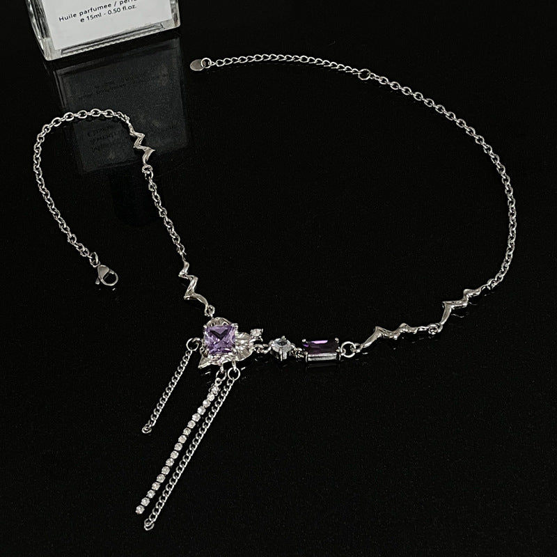 Purple Heart Tassel Choker