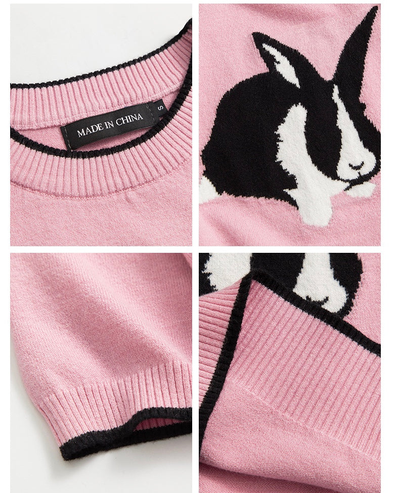 Sweet and Cute Rabbit Pattern Knitted T-shirt