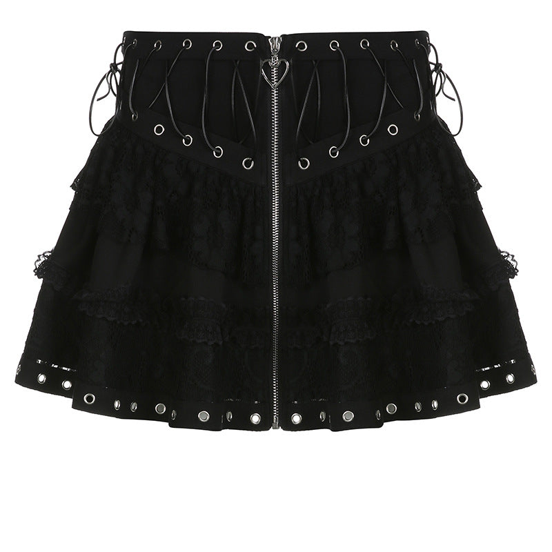 Gothic Lace Panel A-line Skirt