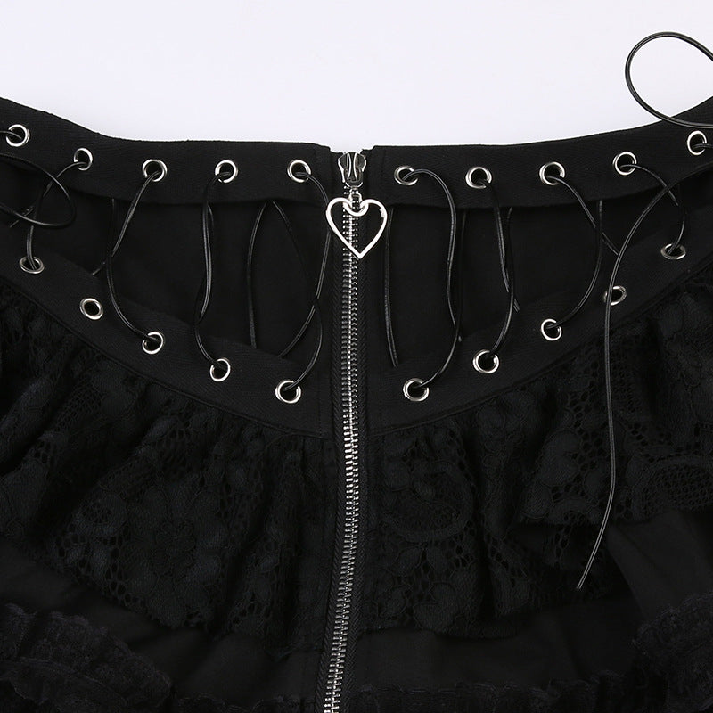 Gothic Lace Panel A-line Skirt