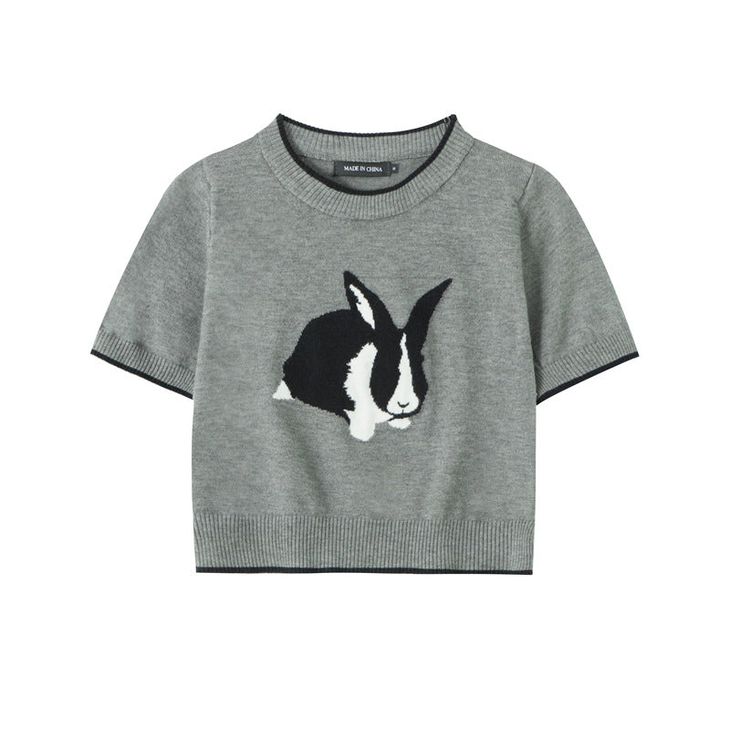 Sweet and Cute Rabbit Pattern Knitted T-shirt